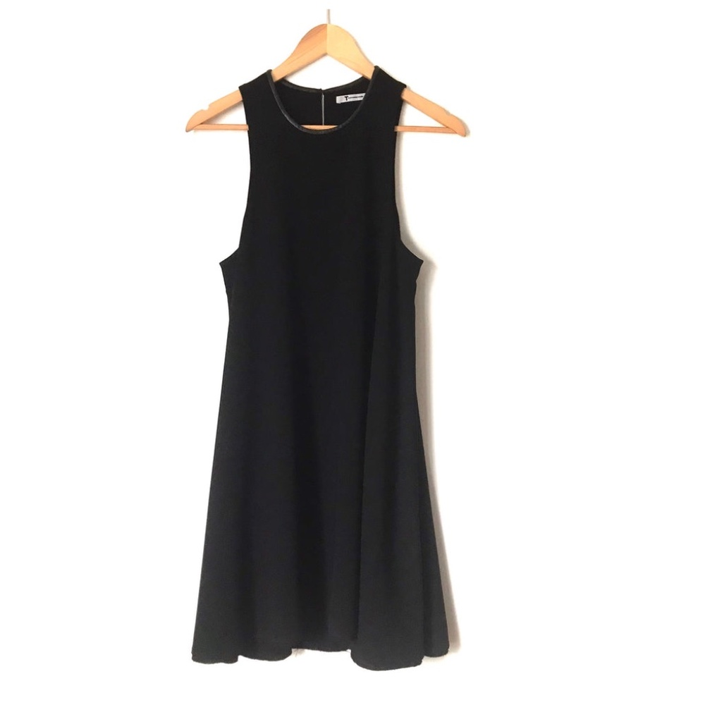 COPY - T ALEXANDER WANG BLACK DRESS WITH BACK KEYHOLE AND LAMBSKIN LEATHER NECK…